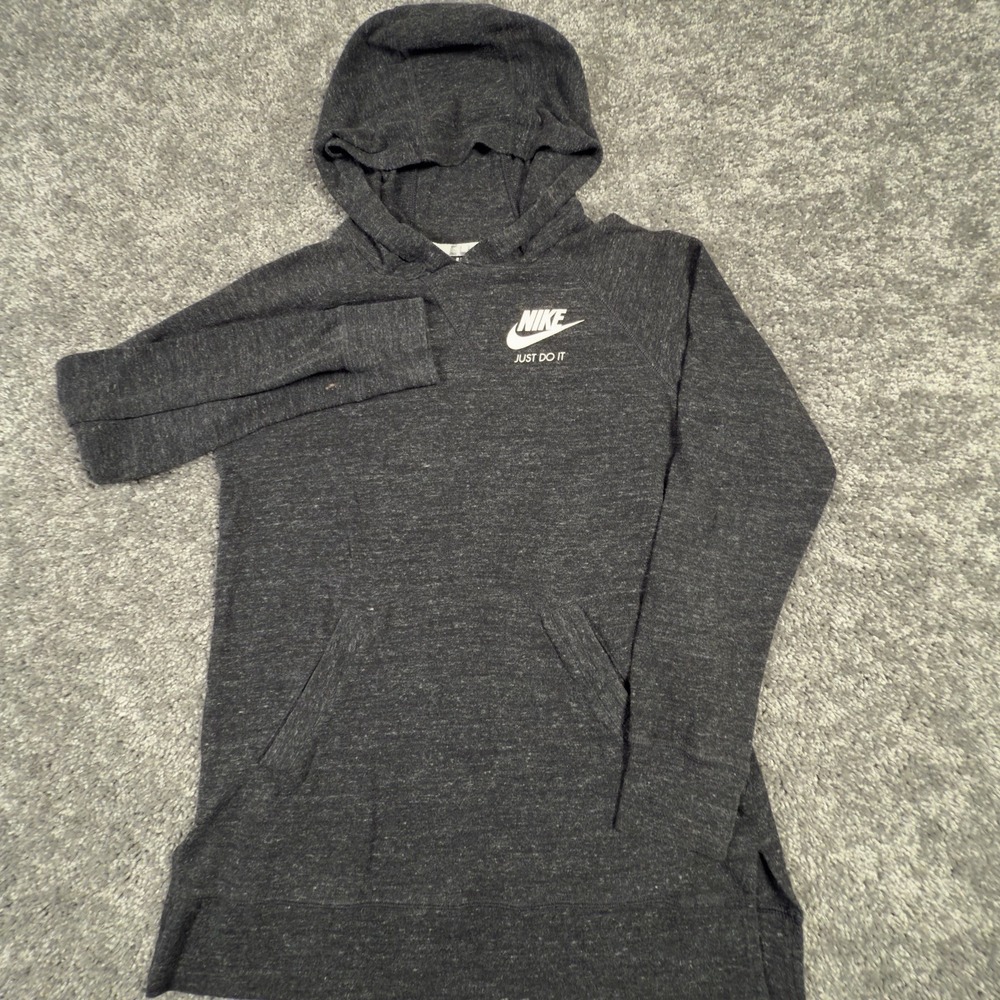 Nike Pullover Hoodie Womens Large Heather Charcoal Long Sleeve Sweatshirt *READ* - Picture 2 of 10